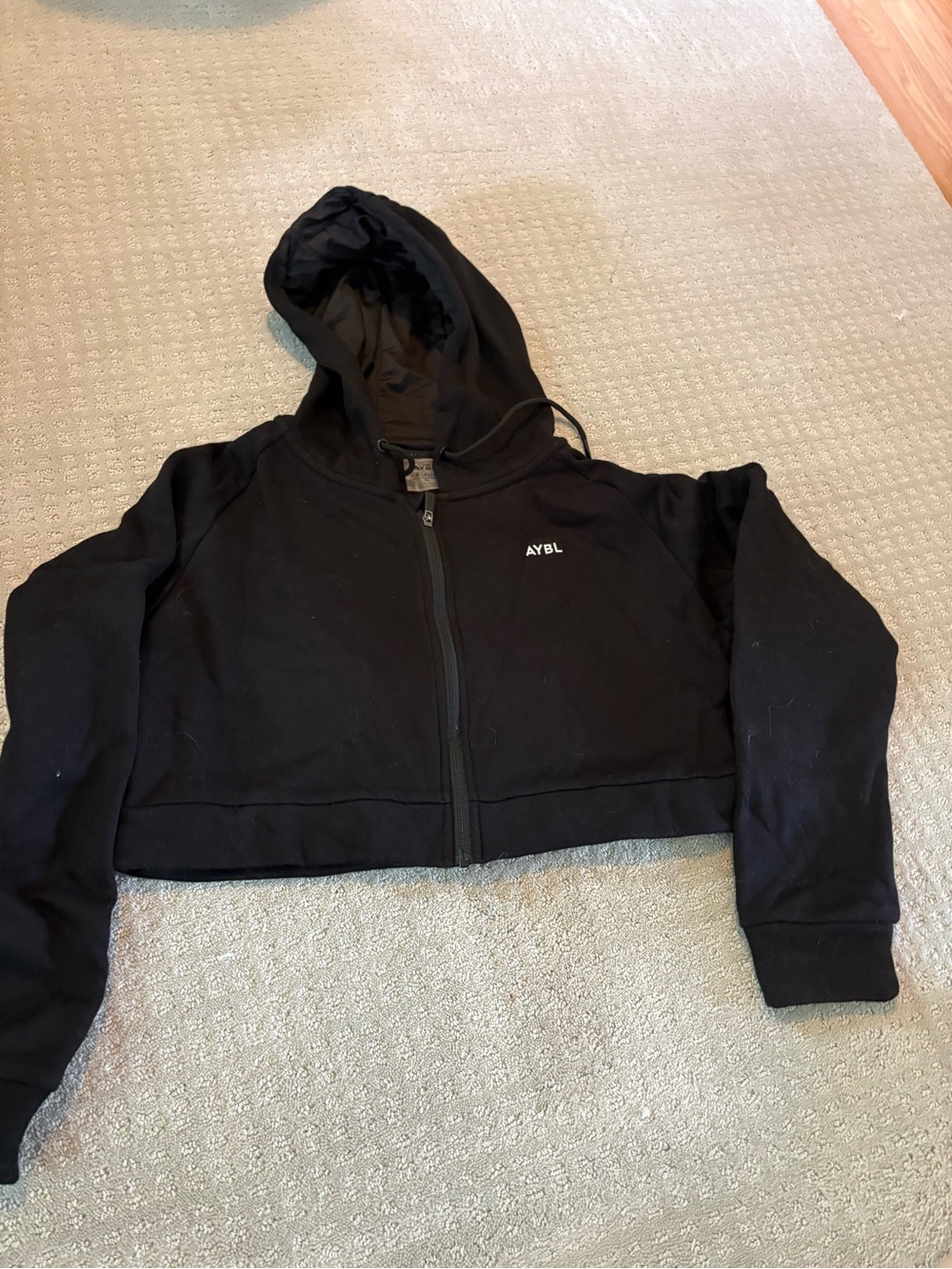 AYBL Black Cropped Zip-Up Hoodie